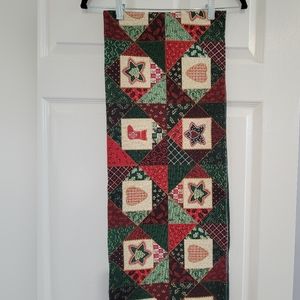 CHRISTMAS TABLE RUNNER 70" x 13", Festive Tapestry Design Heart-Stockings